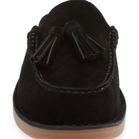 Jeffrey Campbell Wrkathome Tassel Slip-On Mules In Black Suede size 6