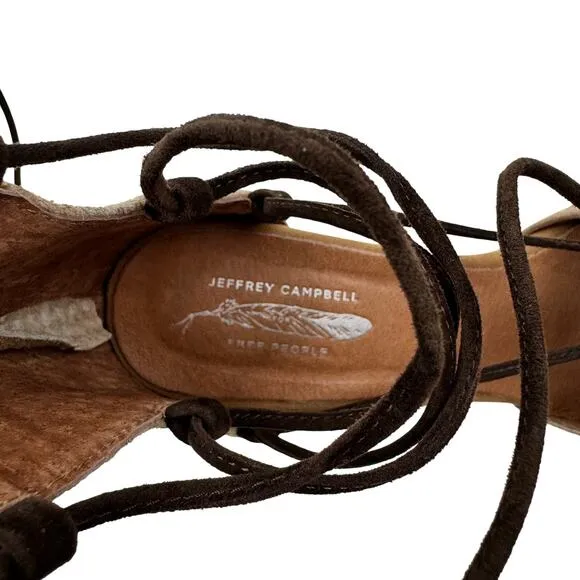 Jeffrey Campbell x Free People Berlin Boho Tan Suede Wrap Heels Women's Size 9