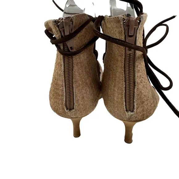Jeffrey Campbell x Free People Berlin Boho Tan Suede Wrap Heels Women's Size 9