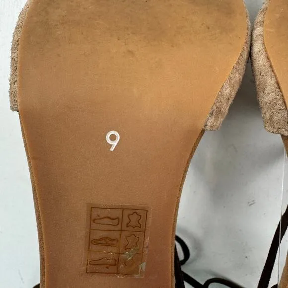 Jeffrey Campbell x Free People Berlin Boho Tan Suede Wrap Heels Women's Size 9