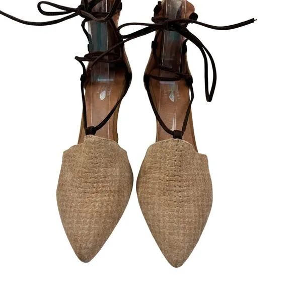 Jeffrey Campbell x Free People Berlin Boho Tan Suede Wrap Heels Women's Size 9