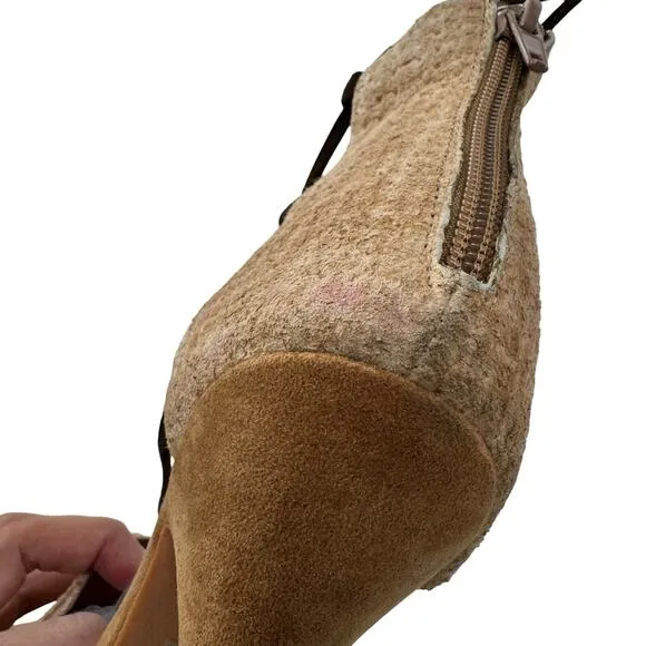 Jeffrey Campbell x Free People Berlin Boho Tan Suede Wrap Heels Women's Size 9