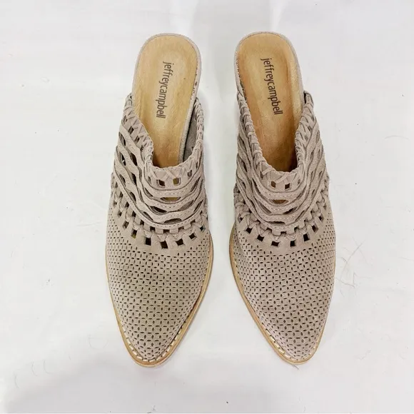 Jeffrey Campbell Favela Woven Suede Mules Block Heeled Slip On Anthropologie