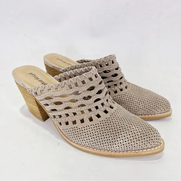 Jeffrey Campbell Favela Woven Suede Mules Block Heeled Slip On Anthropologie