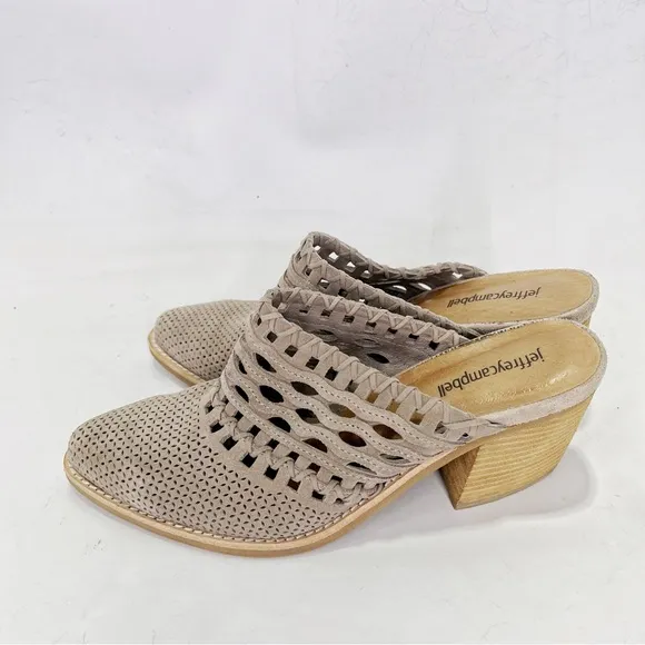 Jeffrey Campbell Favela Woven Suede Mules Block Heeled Slip On Anthropologie
