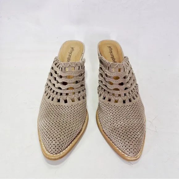 Jeffrey Campbell Favela Woven Suede Mules Block Heeled Slip On Anthropologie