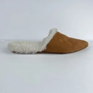 Jenni Kayne Mules Brown Suede Shearling Lined - Womens Size 7 | EU Size 37