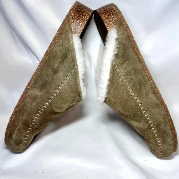 Jenni Kayne Olive Suede Shearling Mules