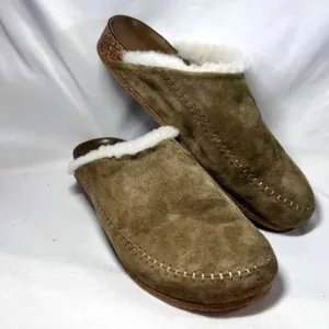 Jenni Kayne Olive Suede Shearling Mules