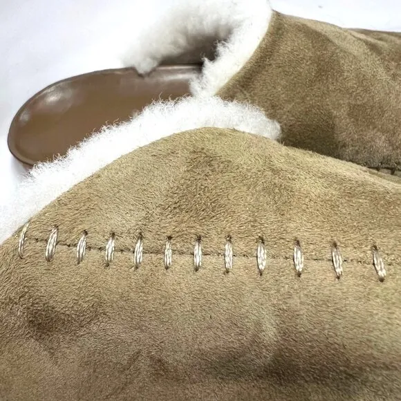 Jenni Kayne Olive Suede Shearling Mules