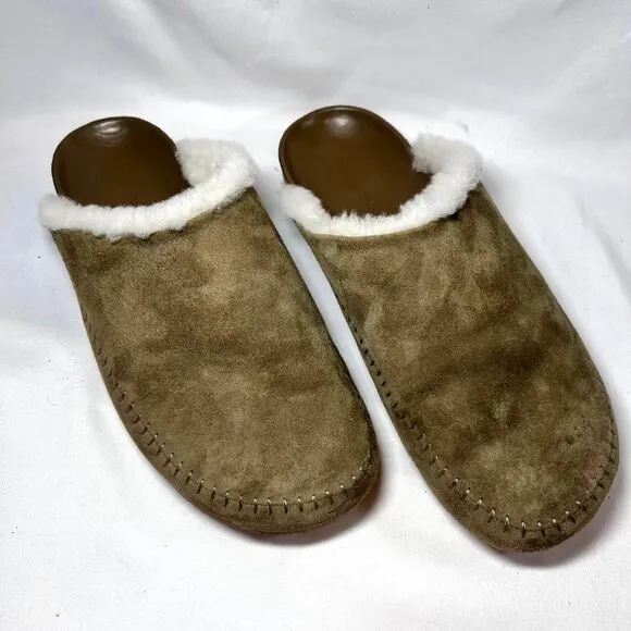 Jenni Kayne Olive Suede Shearling Mules
