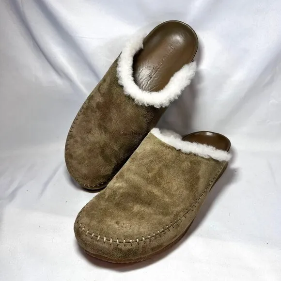 Jenni Kayne Olive Suede Shearling Mules