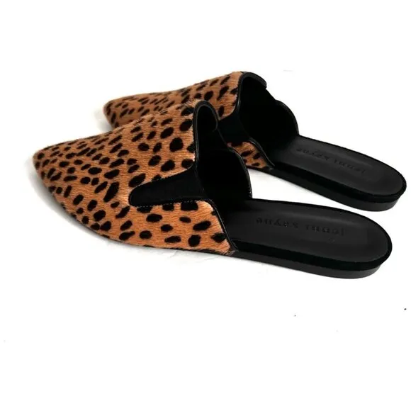Jenni Kayne Pony Hair Pointed Toe Cheetah Print Mules