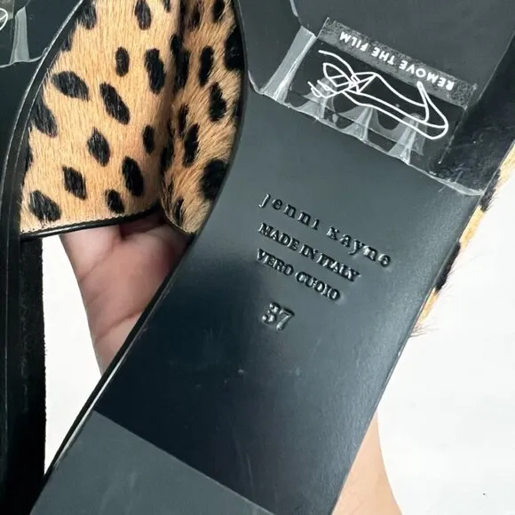 Jenni Kayne Pony Hair Pointed Toe Cheetah Print Mules