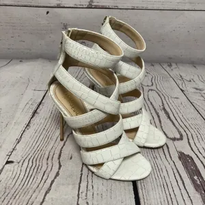Jerome C Rousseau Heels Womens Size 7.5 38 White Leather Strappy Stilettos Pumps