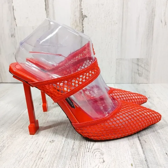 Jessica Rich Ysabelle Red Fishnet Stiletto Evening Party Heels #1355
