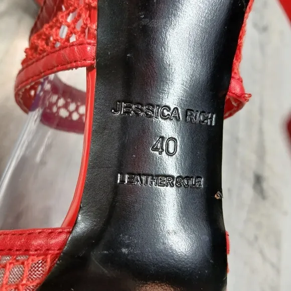 Jessica Rich Ysabelle Red Fishnet Stiletto Evening Party Heels #1355