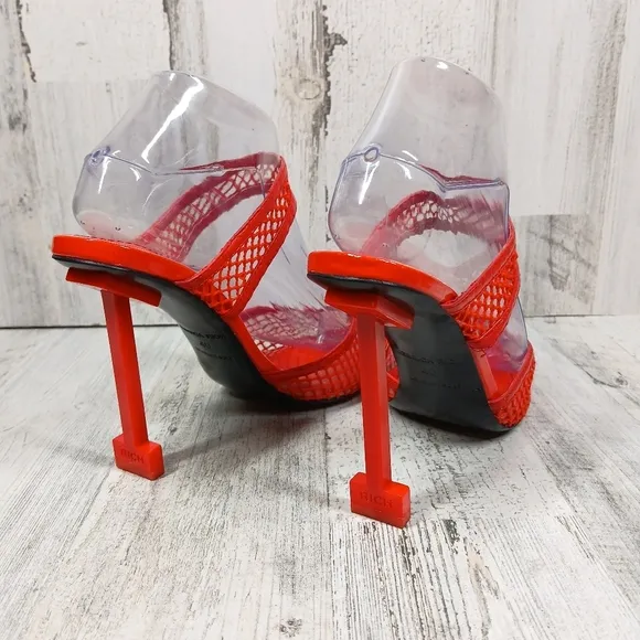 Jessica Rich Ysabelle Red Fishnet Stiletto Evening Party Heels #1355