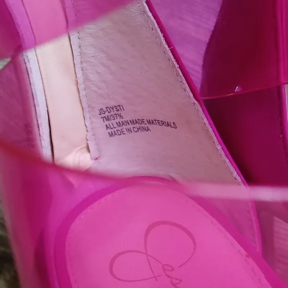 Jessica Simpson Pink Translucent Strappy Stiletto Heels Zip Back Dysti Easter
