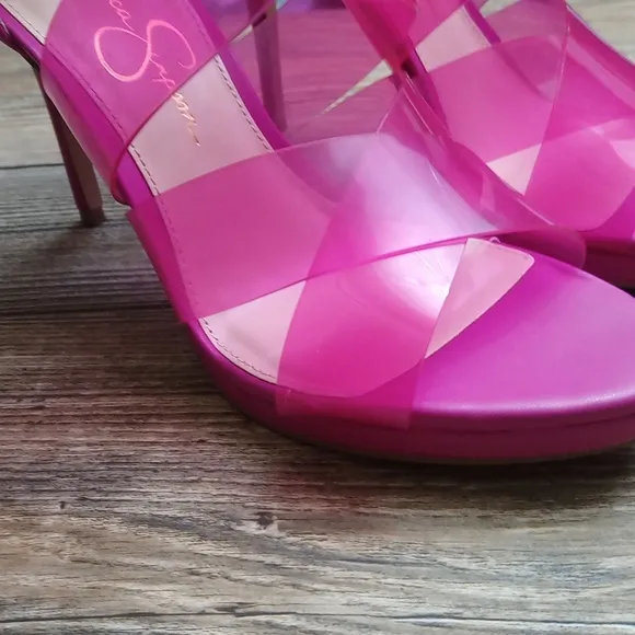 Jessica Simpson Pink Translucent Strappy Stiletto Heels Zip Back Dysti Easter