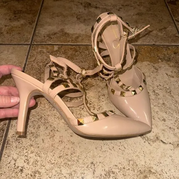 Jessica Simpson Nude Strappy Heels