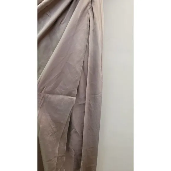 JIA GREY SATIN GATHERED MAXI SKIRT