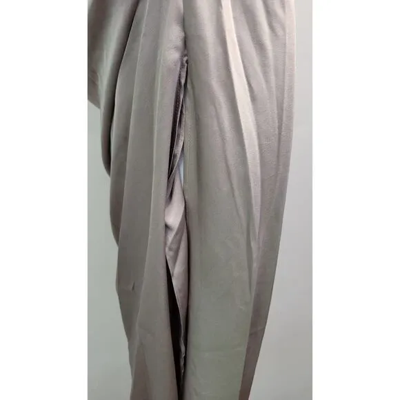 JIA GREY SATIN GATHERED MAXI SKIRT