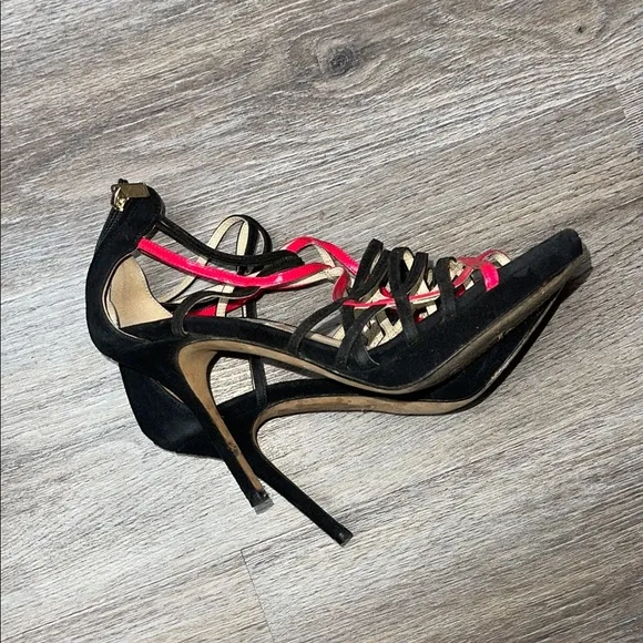 Jimmy Choo Black and Pink Strappy Heels Size 37 (US 7)