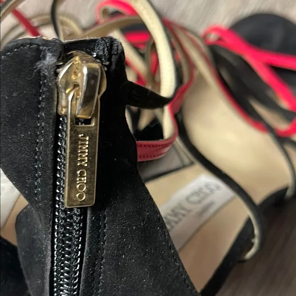 Jimmy Choo Black and Pink Strappy Heels Size 37 (US 7)