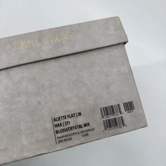 Jimmy Choo Crystal Blush Pearl Shearling Mules Size 6 NWT