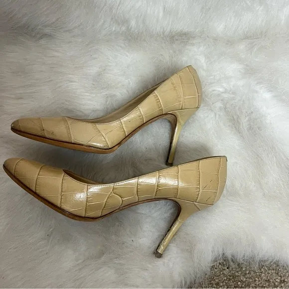 Jimmy Choo Gilbert Croc Pointed Round Toe Heels