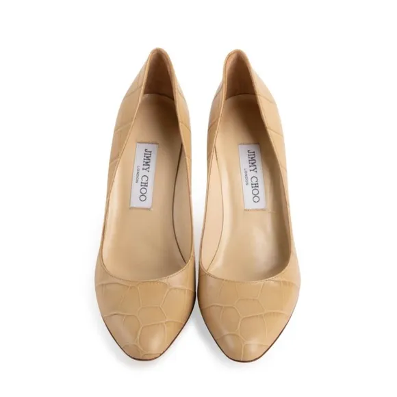 Jimmy Choo Gilbert Croc Pointed Round Toe Heels