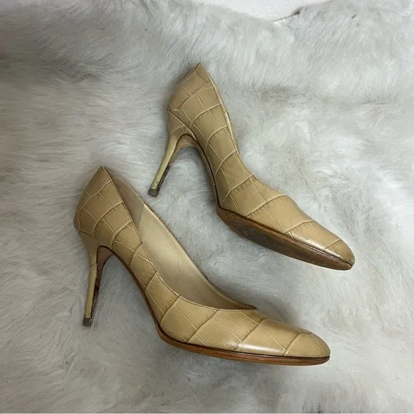 Jimmy Choo Gilbert Croc Pointed Round Toe Heels