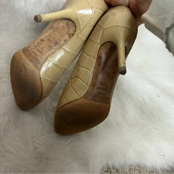 Jimmy Choo Gilbert Croc Pointed Round Toe Heels
