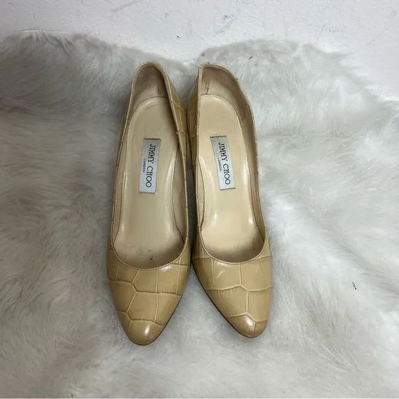 Jimmy Choo Gilbert Croc Pointed Round Toe Heels