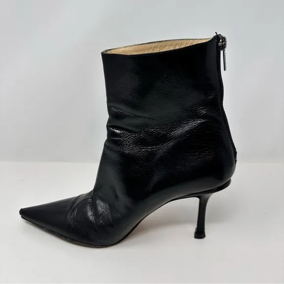 Jimmy Choo Leather Pointed Toe Ankle Boots Black Size 7.5, 37 1/2