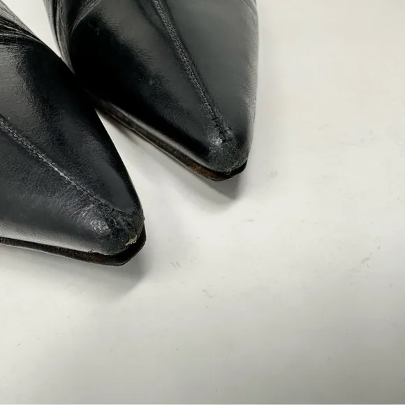 Jimmy Choo Leather Pointed Toe Ankle Boots Black Size 7.5, 37 1/2