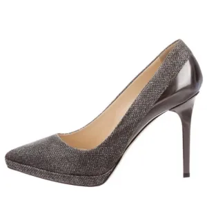 JIMMY CHOO METALLIC LAME PLATFORM PUMPS