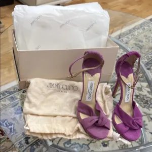 Jimmy Choo Purple Satin Heels Strappy Design