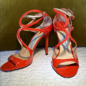 Jimmy Choo Red Azia Strappy Heels