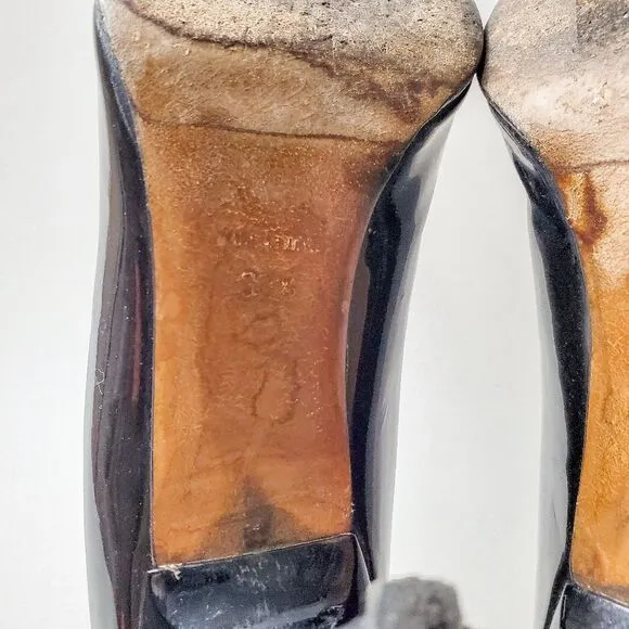 Jimmy Choo Romy Black Patent Leather Stiletto Pointed Toe Heels Pumps Sz 38.5 8