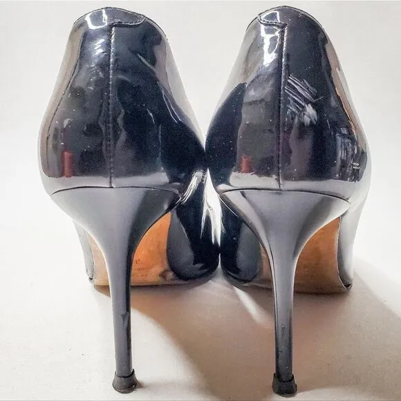 Jimmy Choo Romy Black Patent Leather Stiletto Pointed Toe Heels Pumps Sz 38.5 8