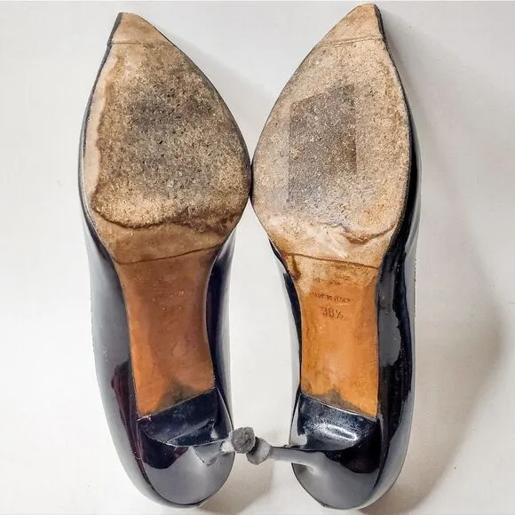 Jimmy Choo Romy Black Patent Leather Stiletto Pointed Toe Heels Pumps Sz 38.5 8