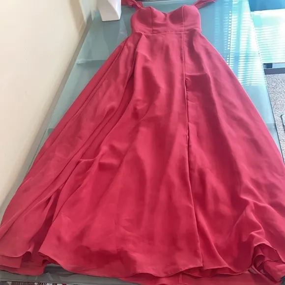 JJ House Red Chiffon Maxi Dress Size 6