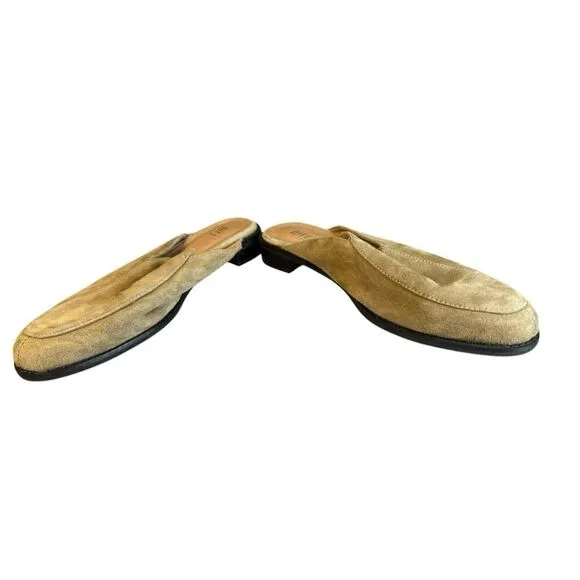 J. Jill Super Comfortable Suede Loafer Mules in Taupe Green sz 9