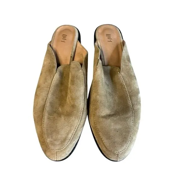J. Jill Super Comfortable Suede Loafer Mules in Taupe Green sz 9