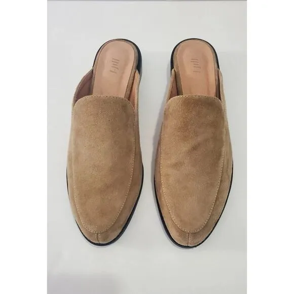 J. Jill Super Comfortable Suede Loafer Mules in Taupe Green sz 9