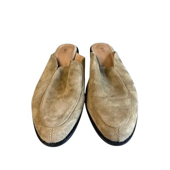 J. Jill Super Comfortable Suede Loafer Mules in Taupe Green sz 9