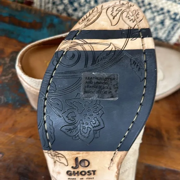Jo Ghost &quot;Bounty Mules&quot; in layered cream distressed leather. New in box.