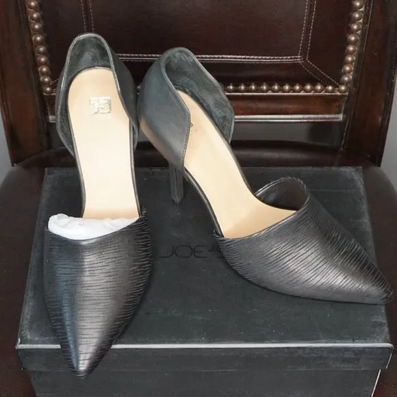 Joe's Jeans Hero Black Leather Stiletto Pointed High Heels NWT